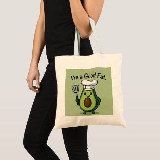 Funny Chef Avocado "Good Fat" Reusable Tote Bag Tygkasse