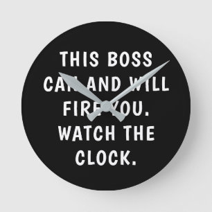 Funny Chef Black White Typography Office Rund Klocka