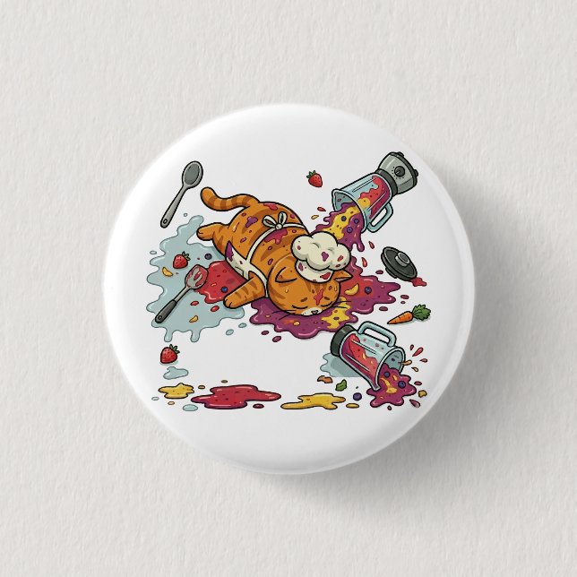 Funny Chef Cat Kitchen Disaster Button Knapp (Framsida)