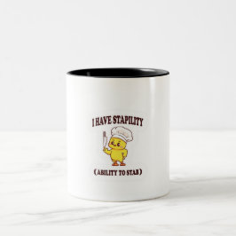 Funny Chef Chicken T-Shirt - "Jag har stabilitet" Två-Tonad Mugg