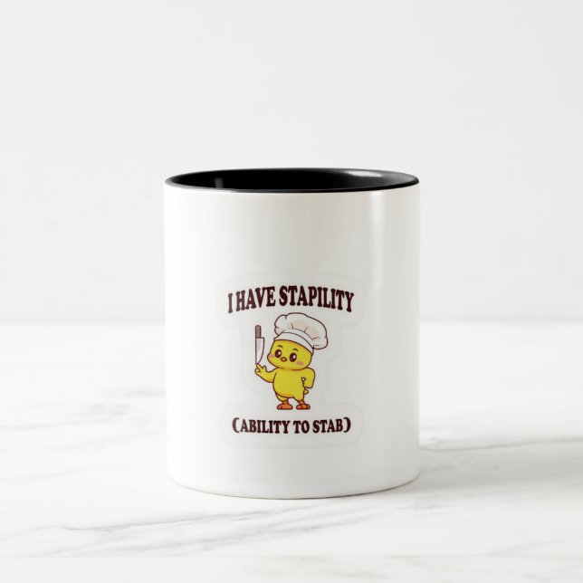 Funny Chef Chicken T-Shirt - "Jag har stabilitet" Två-Tonad Mugg (Center)