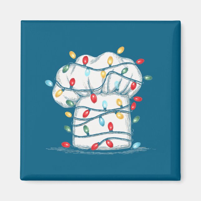 Funny Chef Christmas Graphics Lights Lover Cook Co Magnet (Framsidan)