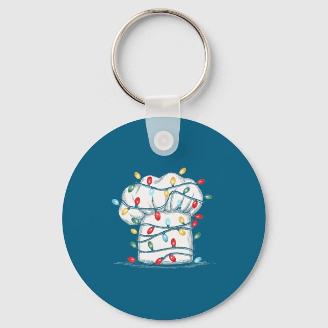 Funny Chef Christmas Graphics Lights Lover Cook Co Nyckelring (Framsida)