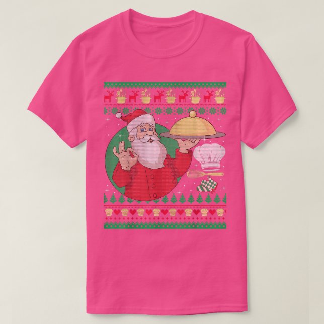Funny Chef Cooking Ugly Christmas Sweaters  T Shirt (Design framsida)