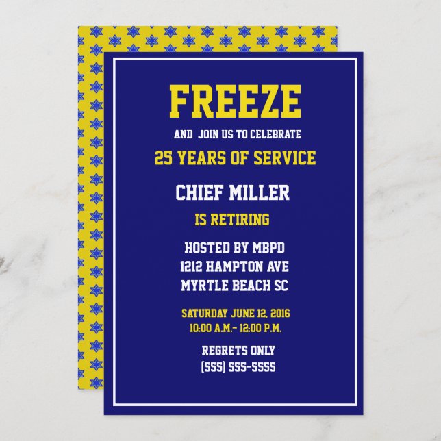 Funny chef för polisinbjudan i Pension Inbjudningar (Fram/baksida)