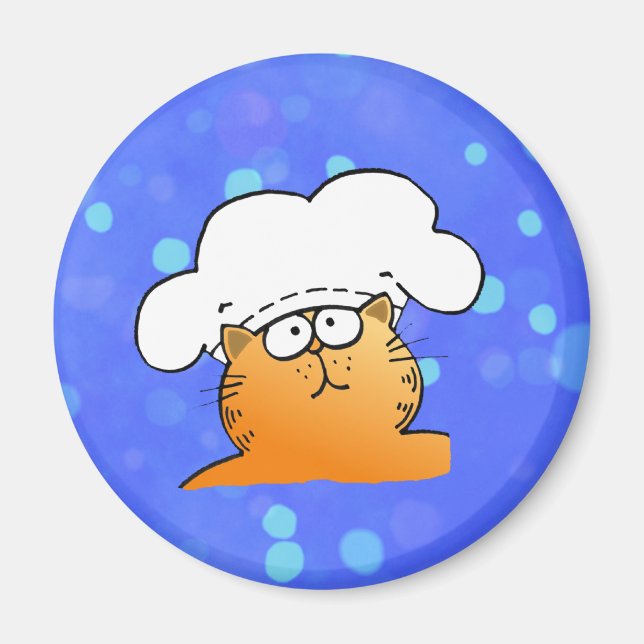Funny Chef | Funny tecknad Kattunge Chef Magnet (Framsidan)