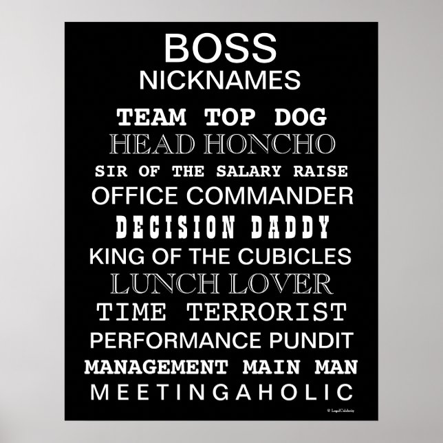 Funny Chef Nickname Poster | Chef Joke Sign Gift (Framsidan)