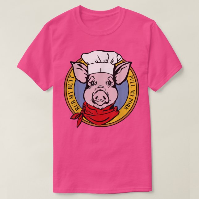 Funny Chef Pig Grilling Pull My Pork Barbecue Gril T Shirt (Design framsida)