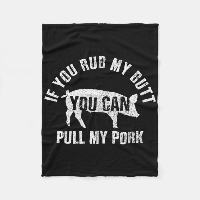 Funny Chef Rub Min Butt Drag min Gris Bbq Grill Gi Fleecefilt (Framsidan)