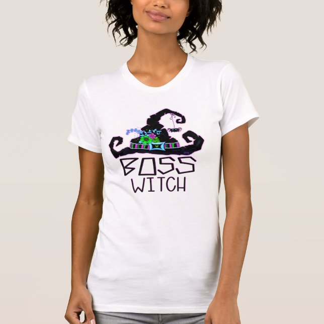 Funny Chef Witch Halloween Women T Shirt (Framsida)