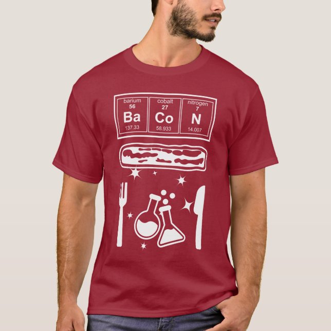 Funny Chemistry Bacon Lover Science T Shirt (Framsida)