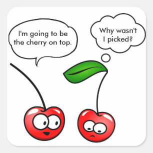 Funny Cherry Puns Joke Fyrkantigt Klistermärke