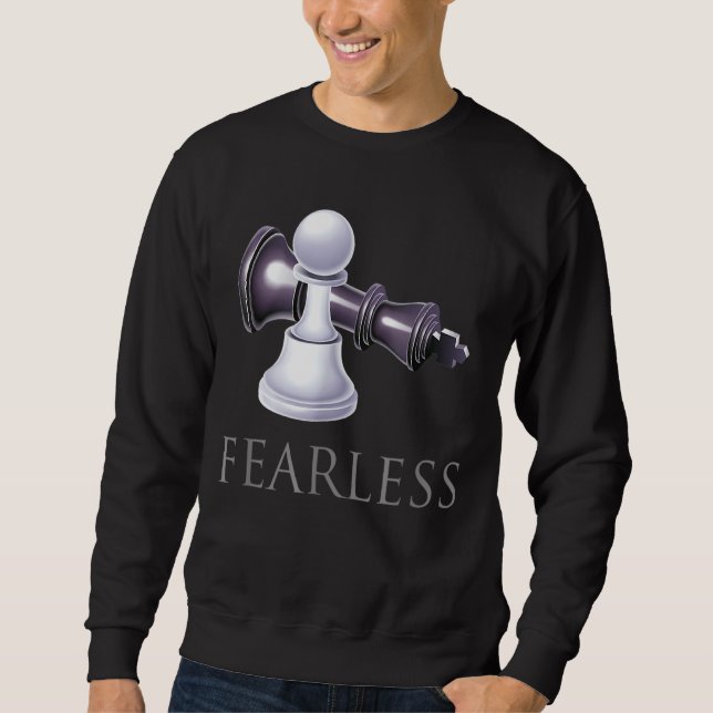 Funny Chess Fearless Chess Player Smart 1 Lång Ärmad Tröja (Framsida)