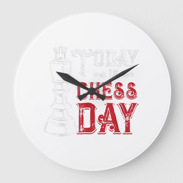 Funny Chess Kung Castling Design Stor Klocka (Framsida)