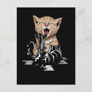 Funny Chess och Cat Lover Chessboard Vykort