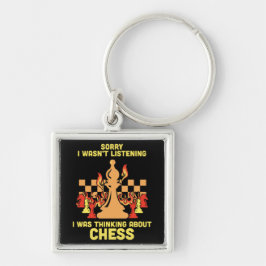 Funny Chess Quote Gift for Chess Players & Lovers Fyrkantig Silverfärgad Nyckelring