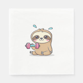 Funny Chibi Sloth Workout Cute Kawaii Gym Tecknad Pappersservett