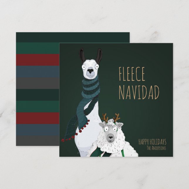 Funny Chic Festive “Fleece Navidad” Pun Julkort (Fram/baksida)