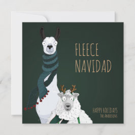Funny Chic Festive “Fleece Navidad” Pun Julkort