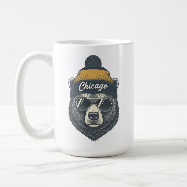 Funny Chicago Bear Beanie Coffee Mug for Fans Kaffemugg (Vänster)