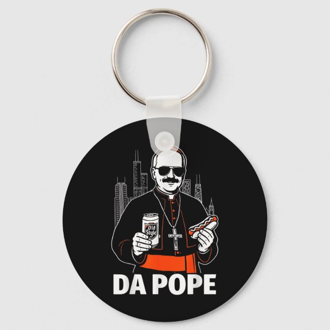 Funny Chicago Pope Leo Xiv Graphic Nyckelring (Framsida)