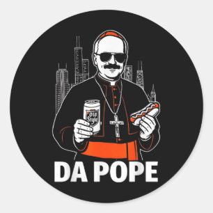Funny Chicago Pope Leo Xiv Graphic Runt Klistermärke