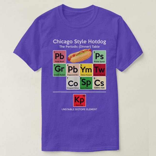 Funny Chicago Stil Hett Hund Periodic Dinner Bord  T Shirt (Design framsida)