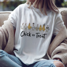 Funny Chick eller Treat Halloween T-Shirt