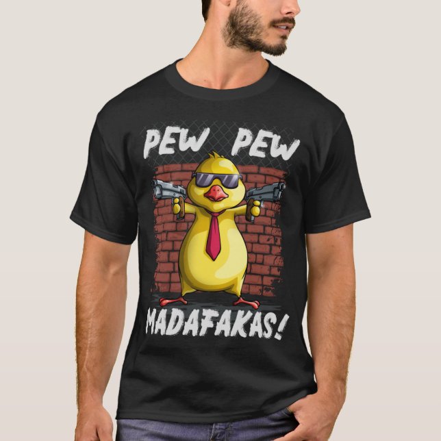 Funny Chick PewPewPew Madafakas Crazy Chick Pew G T Shirt (Framsida)