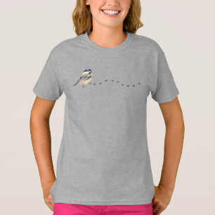 Funny Chickadee Cute Little Bird Tracks T Shirt