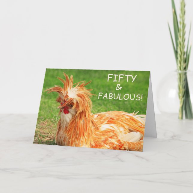 Funny Chicken 50 & Fabulous Birthday Kort (Framsida)