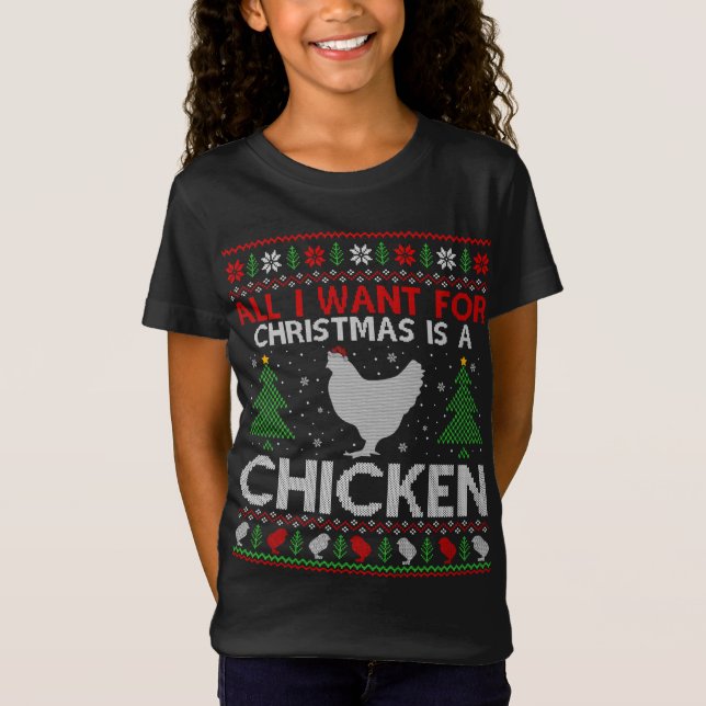 Funny Chicken Älskare Julafton Gift Chicken Ugly C T Shirt (Framsida)