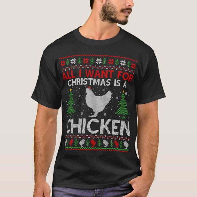 Funny Chicken Älskare Julafton Gift Chicken Ugly C T Shirt (Framsida)
