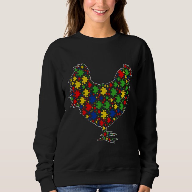 Funny Chicken Animals Puzzle Delar Autism Awarene T Shirt (Framsida)