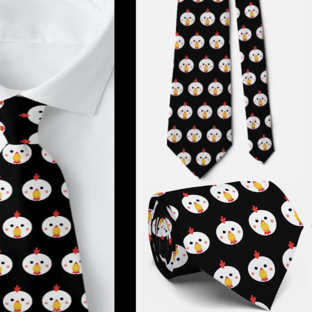 Funny Chicken Ansikte Gag Gift Neck Tie Necktie Slips (Skapare uppladdad)