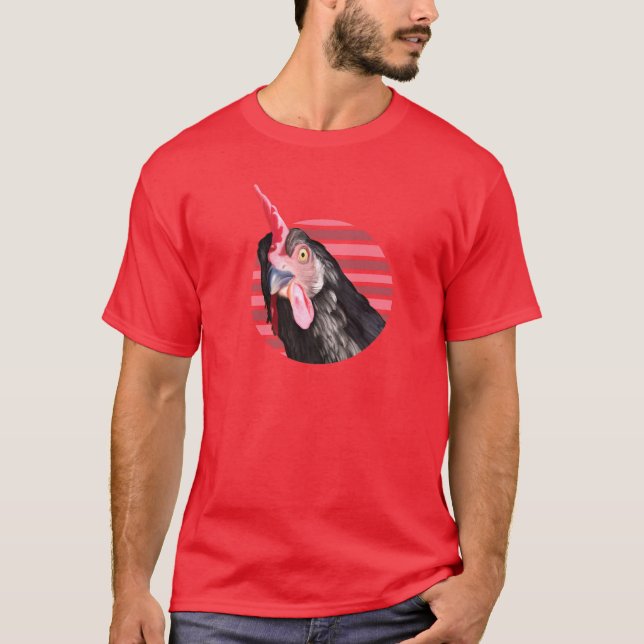 Funny Chicken Ansikte T Shirt (Framsida)