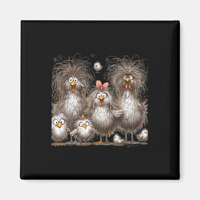 Funny Chicken Art Eagerlys Colorful Magnet (Framsidan)