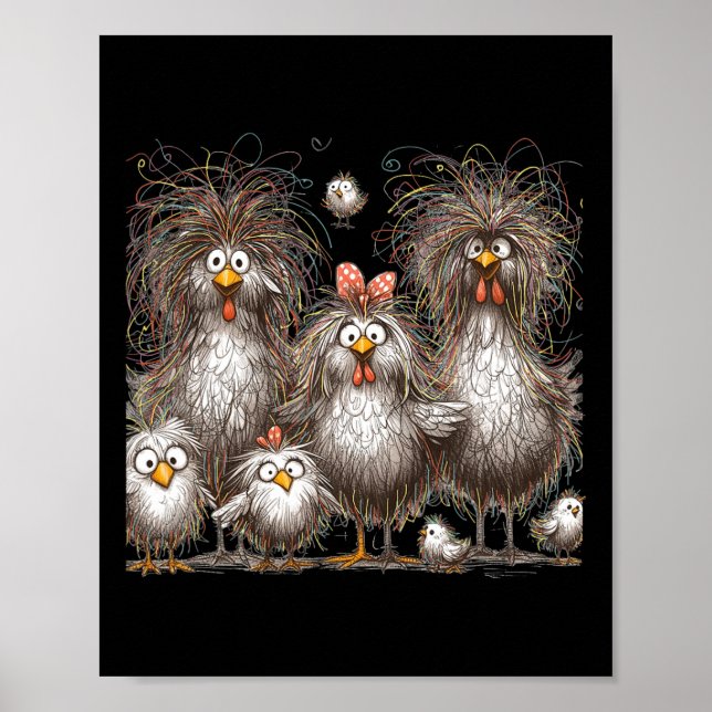 Funny Chicken Art Eagerlys Colorful Poster (Framsidan)