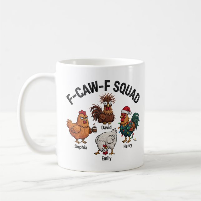 Funny Chicken Art, Novelty Mug, Humorous Farm Gift Kaffemugg (Vänster)