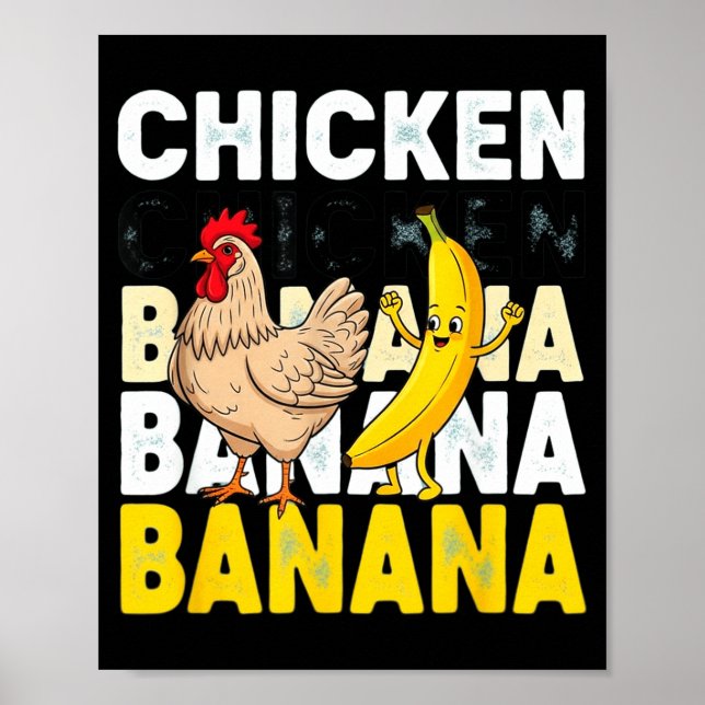 Funny Chicken Banana Dance Meme For Kids &amp; Adu Poster (Framsidan)