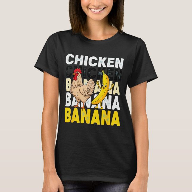 Funny Chicken Banana Dance Meme For Kids &amp; Adu T Shirt (Framsida)