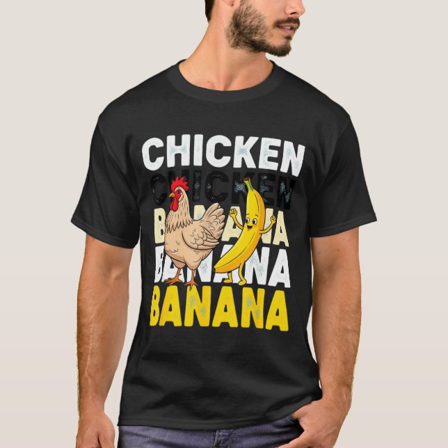 Funny Chicken Banana Dance Meme For Kids &amp; Adu T Shirt (Framsida)