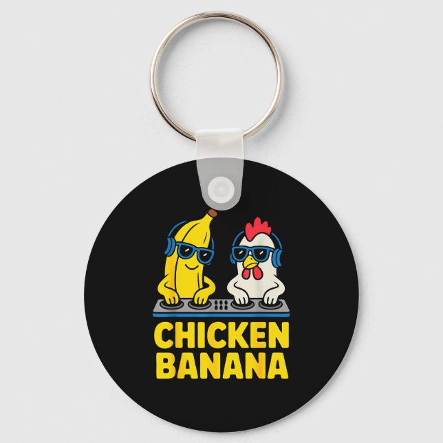 Funny Chicken Banana  Nyckelring (Framsida)