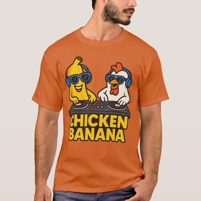 Funny Chicken Banana T Shirt (Framsida)