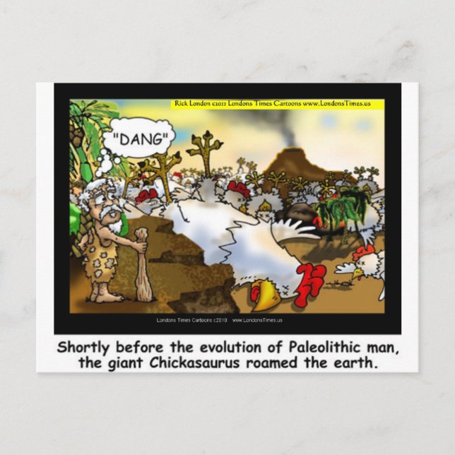 Funny Chicken (Chickasaurus) Tees Muggar Card Vykort (Framsida)