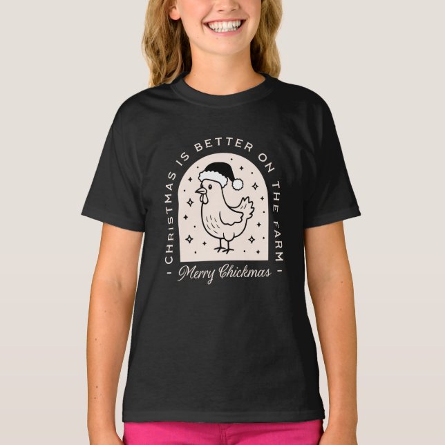 Funny chicken Christmas farm puns whimsical black T Shirt (Framsida)