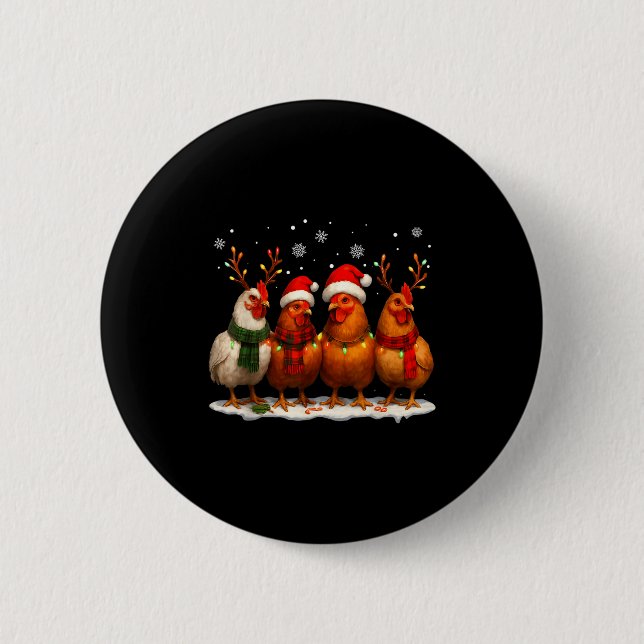 Funny Chicken Christmas Lights Farm Animal Cute Xm Knapp (Framsida)