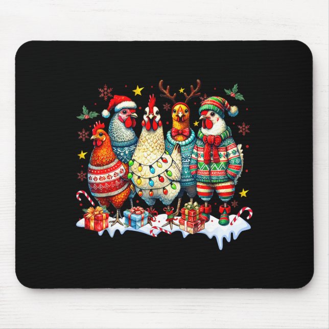 Funny Chicken Christmas Lights Farm Animal Cute Xm Musmatta (Framsidan)