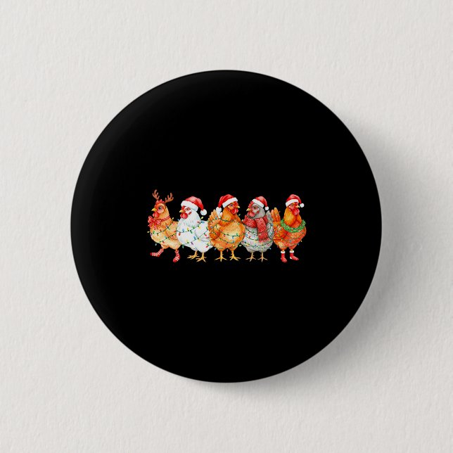 Funny Chicken Christmas Lights Farm Animal Xmas Ho Knapp (Framsida)