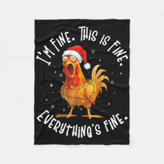 Funny Chicken Christmas Lights I'm Fine This Is Fi Fleecefilt